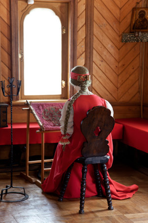 Maiden room in the chambers of the Romanov boyars in Zamoskvorechye. Moscow, Russiaのeditorial素材