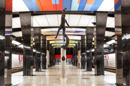 The interior of the station "CSKA" Moscow metro. Moscow, Russiaのeditorial素材