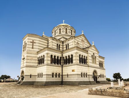 Cathedral of Saint Vladimir in Chersonesos. Historical and archaeological reserve Chersonesos Taurica, Crimea, Russiaの写真素材