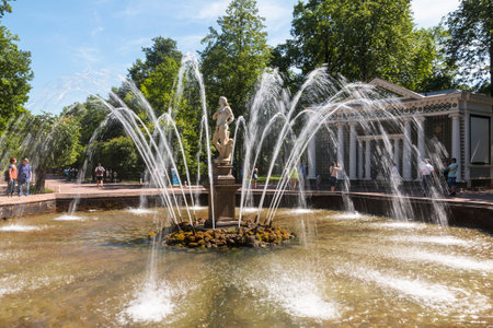 Fountain "Adam" in the Lower Park, museum-reserve Peterhof. Saint Petersburg, Russiaのeditorial素材