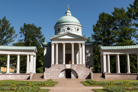 The Temple-tomb of the Princes Yusupov or Colonnade in the Arkhangelsk Estate Museum. Moscow Region, Russiaのeditorial素材