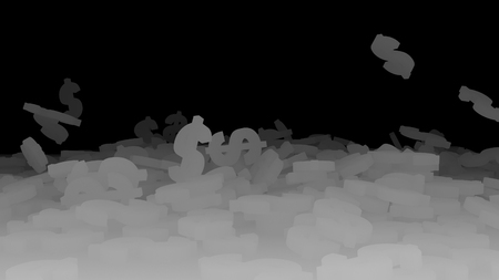 3d rendering of falling signs of dollars.の写真素材