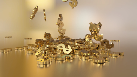 3d rendering of falling signs of dollars.の写真素材