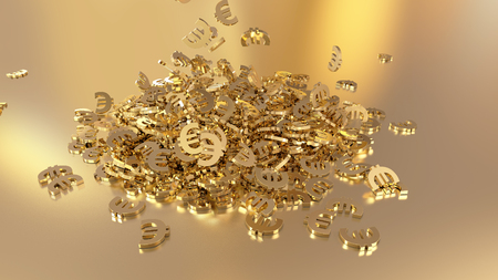 3d rendering of euro signs. Option in white gold styleの写真素材