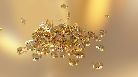 3d rendering of euro signs. Option in white gold styleの写真素材