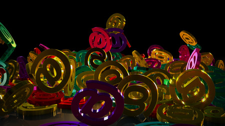 3d rendering of falling signs email. Variant in color style