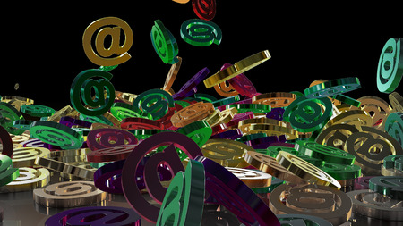 3d rendering of falling signs email. Variant in color styleの写真素材