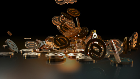 Signs of email falling on a pile. Volumetric models.