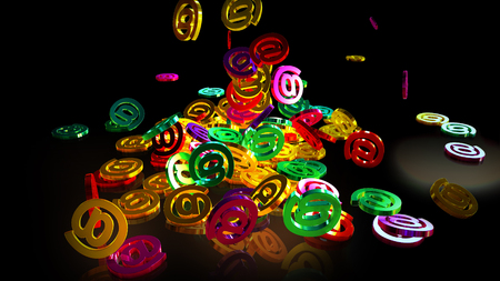 3d rendering of falling signs email. Variant in color styleの写真素材