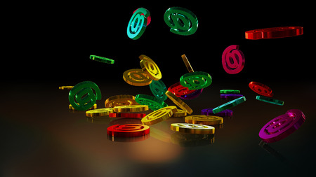 3d rendering of falling signs email. Variant in color styleの写真素材