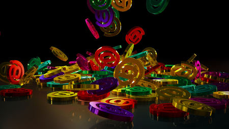 3d rendering of falling signs email. Variant in color styleの写真素材