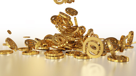 3d rendering of falling signs email. Variant in gold styleの写真素材