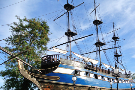 Sailing ship on the coast of Bulgariaの写真素材
