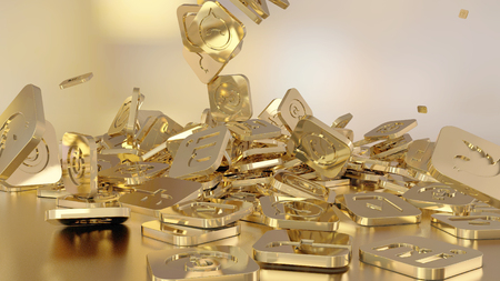 3d rendering of falling social networking icons.のeditorial素材