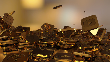 3d rendering of falling social networking icons.のeditorial素材