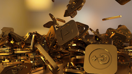 3d rendering of falling social networking icons.のeditorial素材