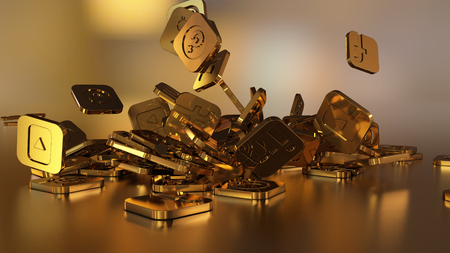 3d rendering of falling social networking icons.のeditorial素材