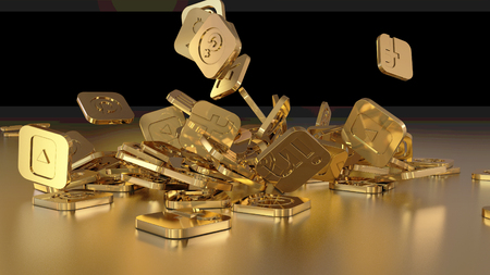 3d rendering of falling social networking icons. On a black backgroundのeditorial素材