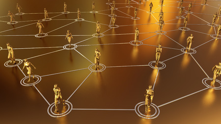 3D rendering with social communication and network concept with 3d models of peopleの写真素材