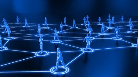 3D rendering with social communication and network concept with 3d models of peopleの写真素材