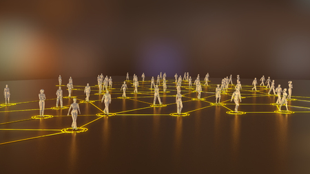 3D rendering with social communication and network concept with 3d models of peopleの写真素材