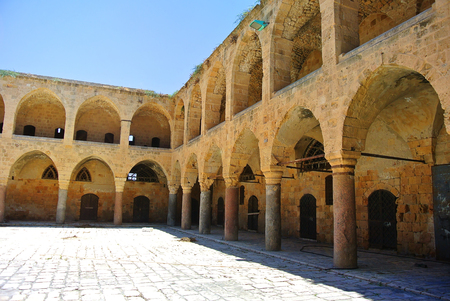 The inn Khan Al-Umdan. Built during the reign of the Ottoman Empire. Akko. Israelの写真素材