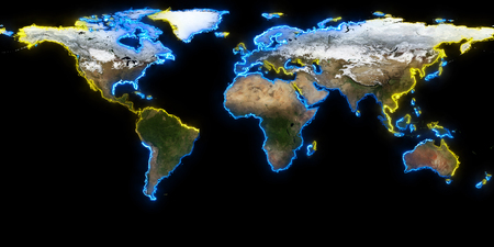 3D rendering of planet Earth. You can see continents, cities. Elements of this imageの写真素材