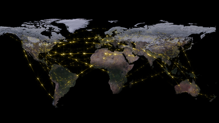 3D rendering abstract of world network, internet and global connection concept. Elements of this imageの写真素材
