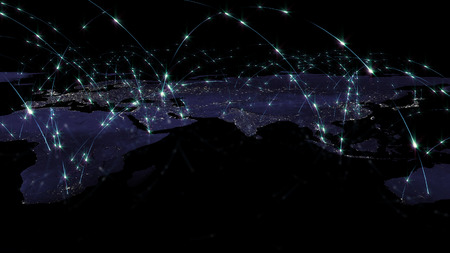 3D rendering abstract of world network, internet and global connection concept. Elements of this imageの写真素材