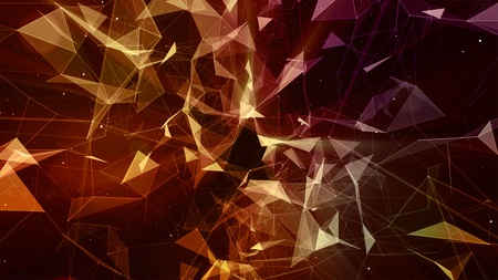 3d rendering abstract background on the basis of Plexus. Technological surfaces are intertwined in a...