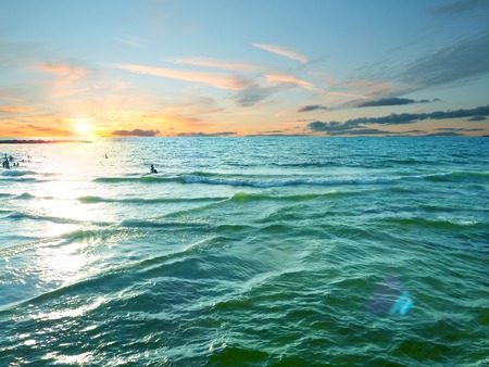 Charming view of the Mediterranean Sea. The coast of Tel Aviv. Beaches of the largest city in Israel. Summer of 2018の写真素材