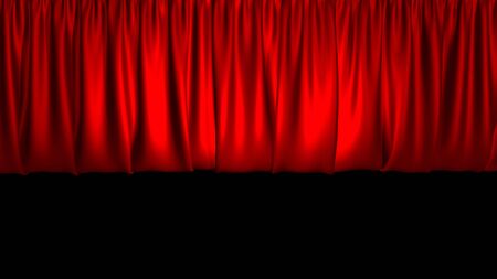 3D rendering of a beautiful stage curtain for a theater or opera stage. Highly detailed fabric. Layout for your design projectの写真素材