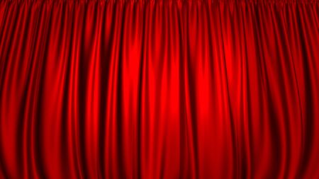 3D rendering of a beautiful stage curtain for a theater or opera stage. Highly detailed fabric. Layout for your design projectの写真素材
