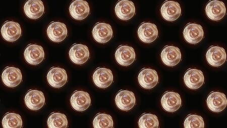 3D rendering of a wall with flashing lights and bright spotlights. Perfect background with glow...