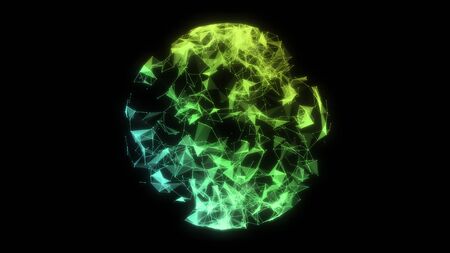 3D rendering of an abstract globe, sphere in space in the form of plexus. Geometric background with lines, dots and triangles. Global network conceptの写真素材