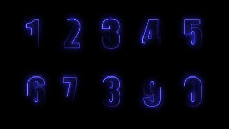 3D rendering glow of contours of numbers on a black background. Neon design elements. Can be used to create a variety of presentations, news, online media, social media and vibrant backgroundsの写真素材