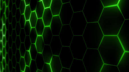 3D rendering of abstract futuristic hexagonal mesh with light effects. Can be used as a background...