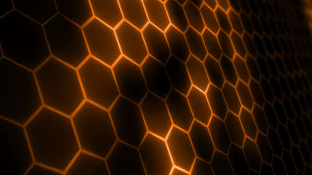 3D rendering of abstract futuristic hexagonal mesh with light effects. Can be used as a background...