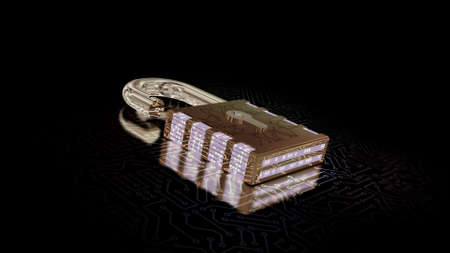 3D rendering of a combination lock. Cybersecurity of digital data, protection against hacker attacks...