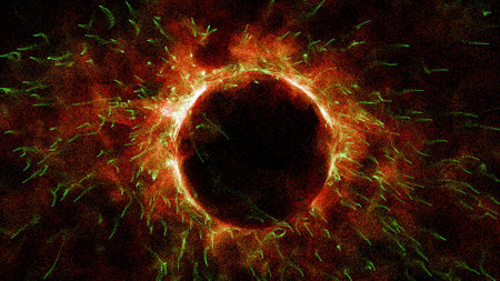 3D rendering cosmic energy strings. Energy flows in the form of thin bright elements. Lines form...