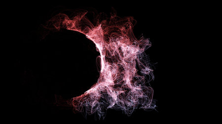 3D rendering cosmic energy strings. Energy flows in the form of thin bright elements. Lines form...