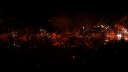 3D rendering of a bright abstract cloud made of particle structure. The flow of particles on the...