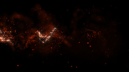 3D rendering of a bright abstract cloud made of particle structure. The flow of particles on the background in the form of a simulated wave of dotsの写真素材