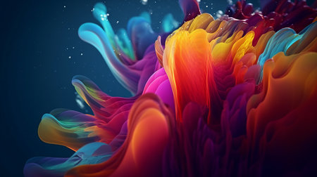 Bright rich colors underwater. Colored clouds and clouds of multi-colored smoke. Creative range of colors and paints. Color paletteの素材