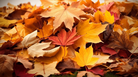 Autumn bright colored leaves. Golden time of year. Bright colors of natureの素材