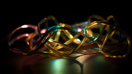 The threads are woven into a complex mesh structure. ART object from the plexus structure. Abstract design structureの素材