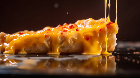 View of delicious freshly made hot pizza. Big cheese lunch or pizza dinner with ingredientsの素材