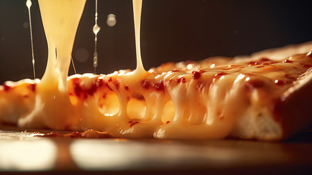 View of delicious freshly made hot pizza. Big cheese lunch or pizza dinner with ingredientsの素材