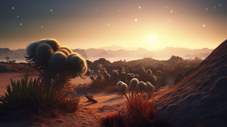 Fantastic view on a distant planet. Landscape from another world. Alien natureの素材