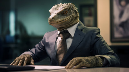 Reptilians in power rule the world. International conspiracy theory. Reptiles in the form of officialsの素材